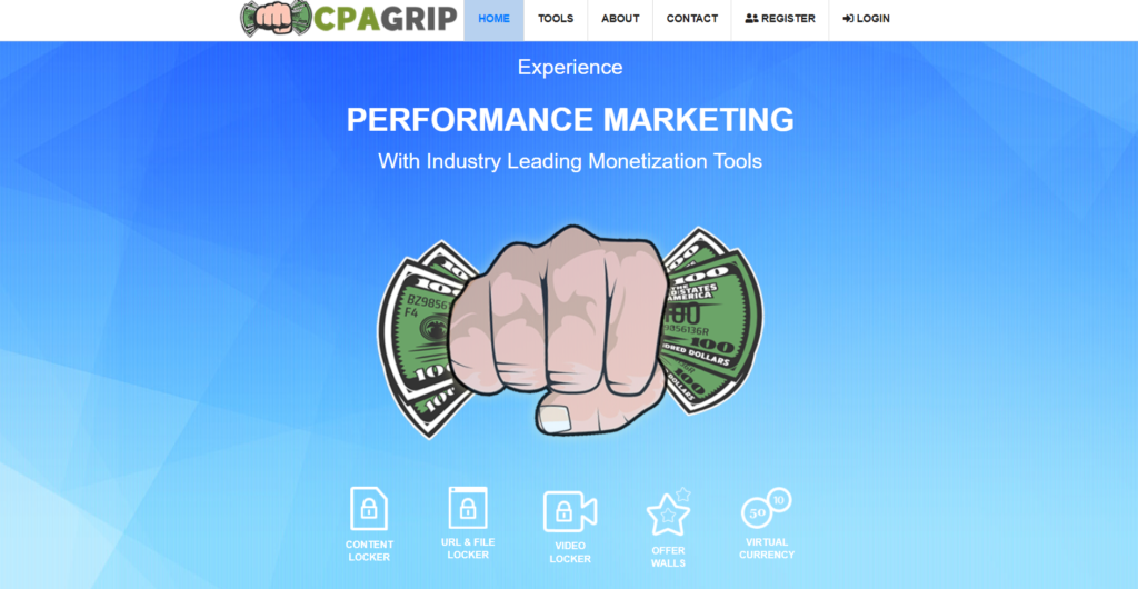 cpagrip homepage screenshot