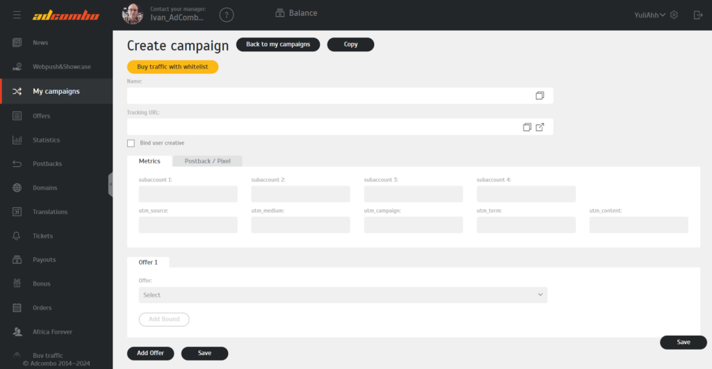 campaign creation window