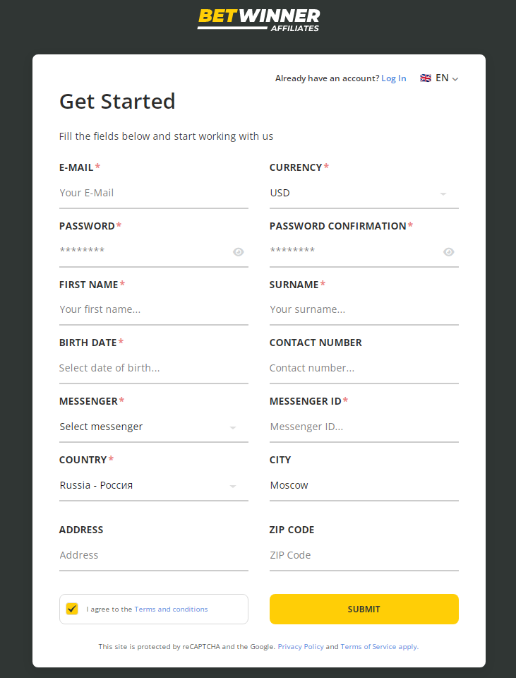 registration page