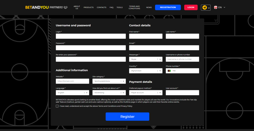 registration page