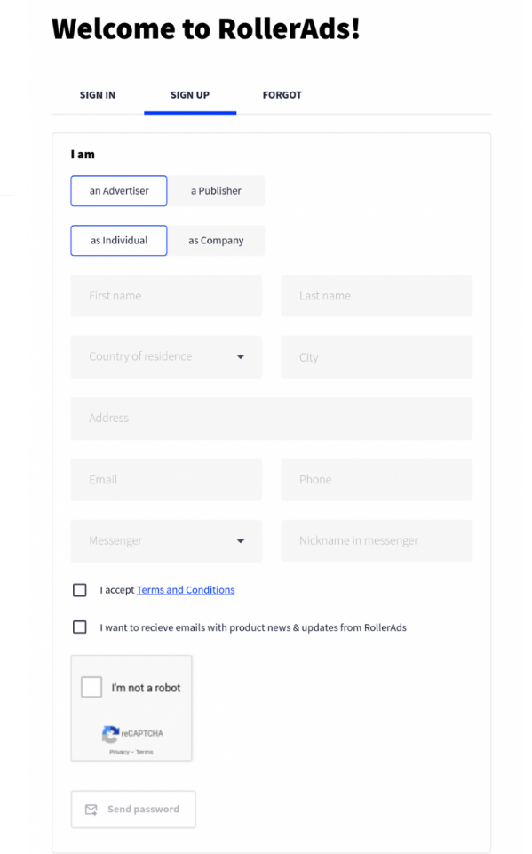 registration window at rollerads