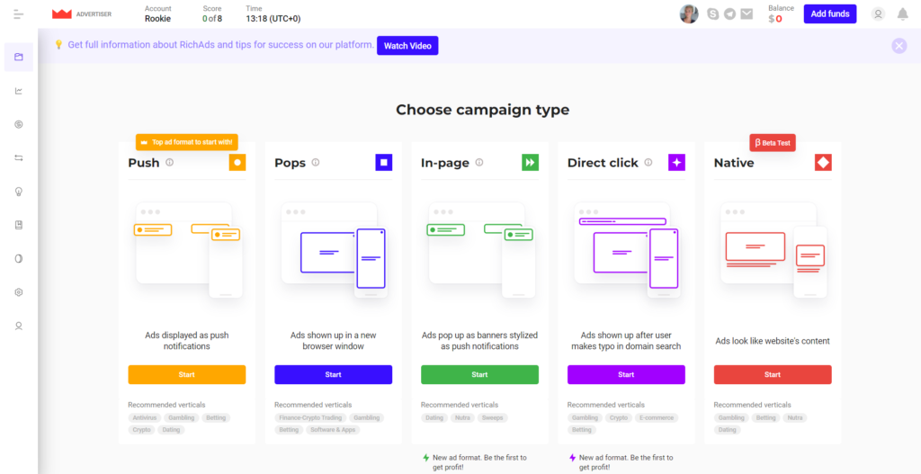 campaign creation page